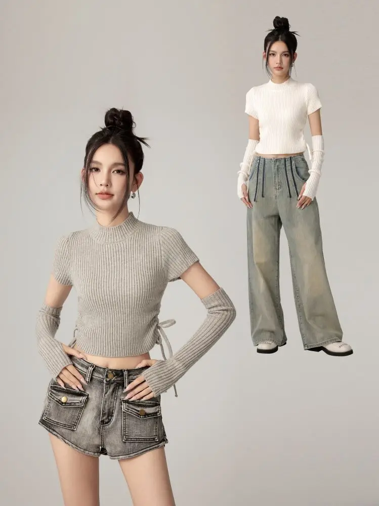 

Модный двусторонний вязаный свитер в полоску, весна 2025, сладкий, изящный, приталенный, с круглым вырезом, цвет CHILL ZOEY