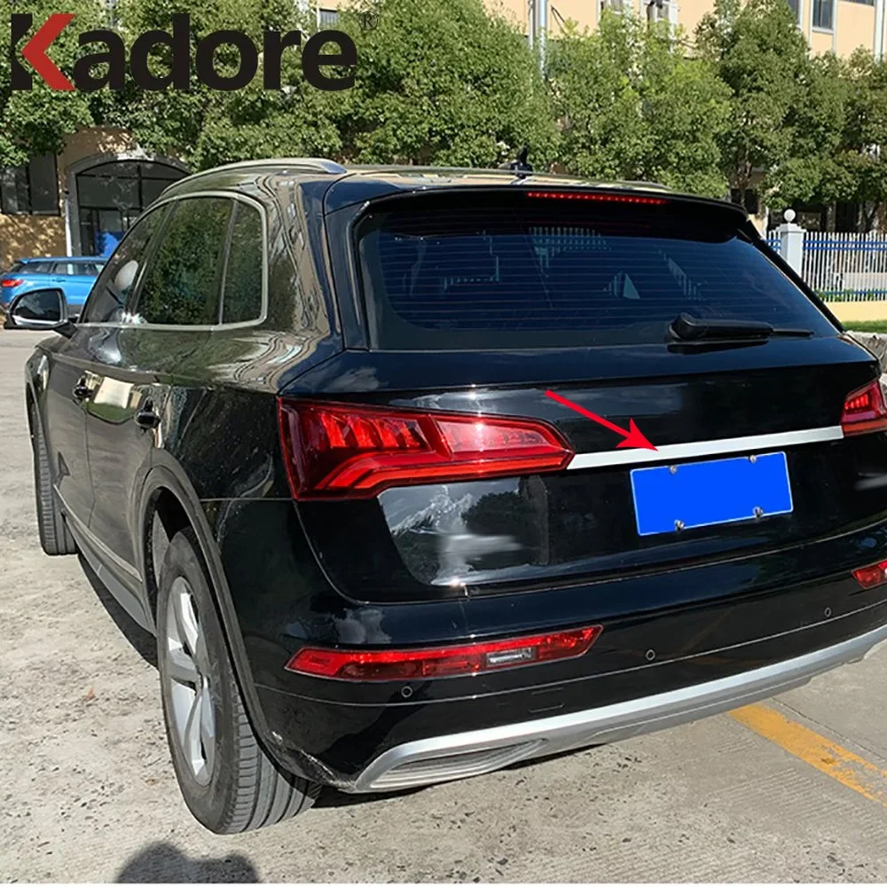 For Audi Q5 2018 2019 2020 Carbon Fiber Chrome Rear Trunk Lid Cover Trim Car Accessories Tailgate Boot Strip Car decoration