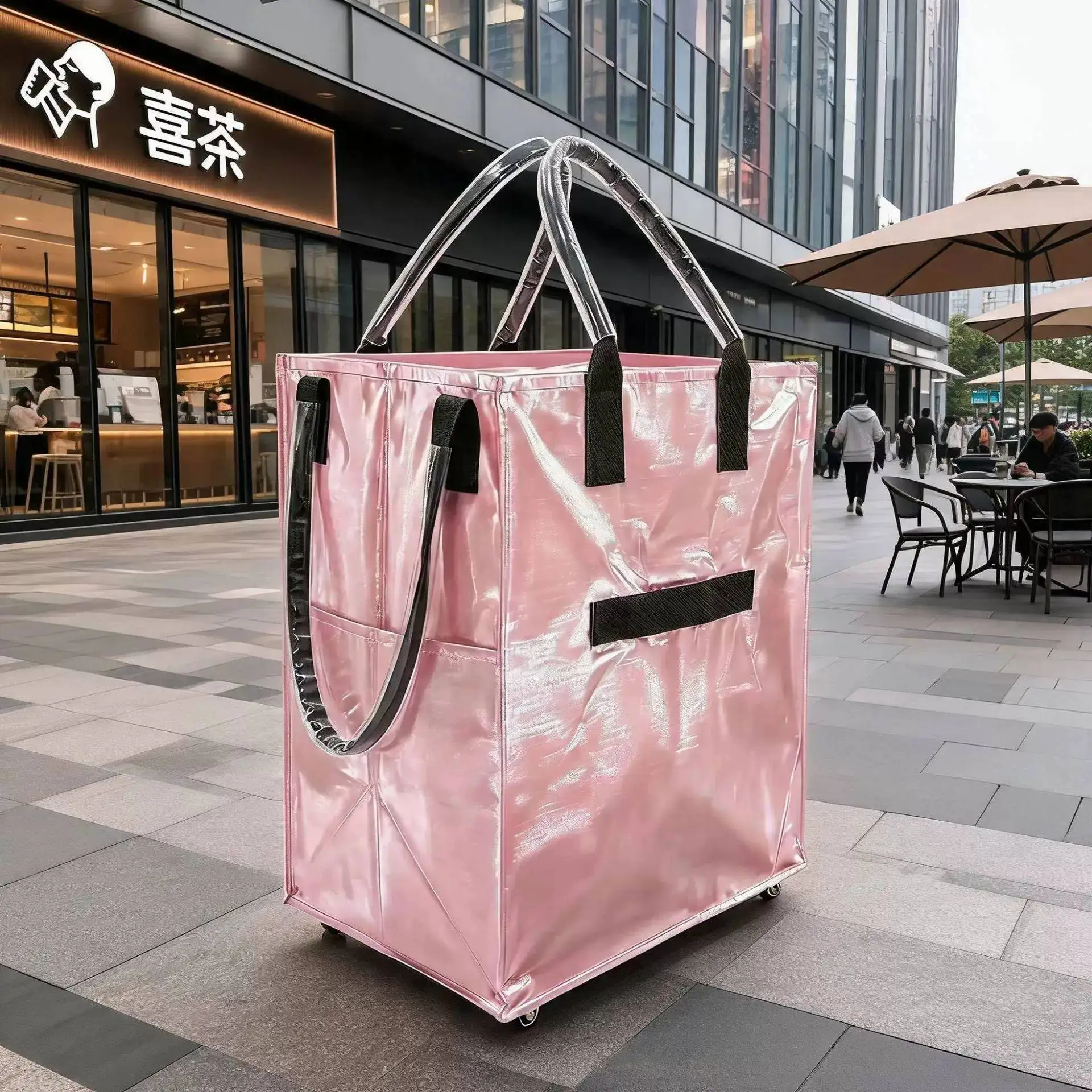 HULKEN Large Shopping Bag with Wheels Portable Shopping Basket Draggable Storage Bag Family Storage Bag Nylon Travel Bag