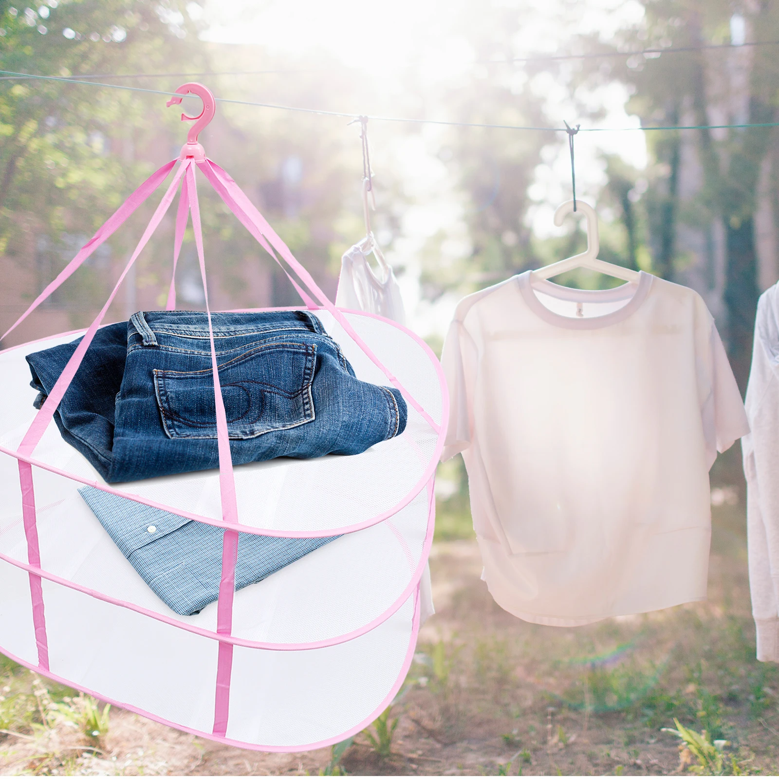 

Foldable Mesh Drying Rack Basket Net Hanging Sweater Dryer Laundry Breathing Nylon Sturdy Hanging Dryer Rack Lightweight