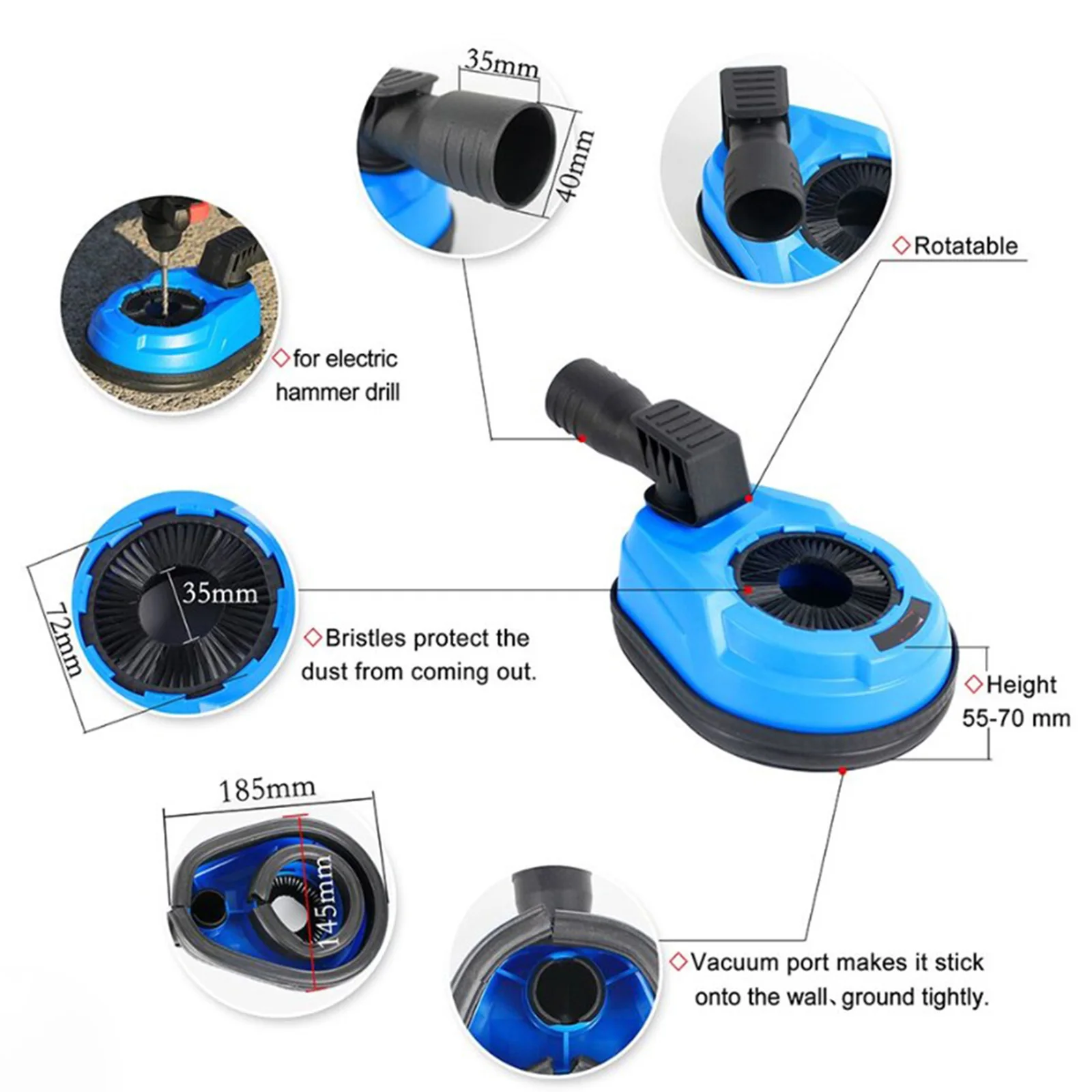 Couvercle anti-poussière carénage anti-poussière marteau électrique PC 35-120mm 35/70/120 bits fixation perceuse cache-poussière carénage anti-poussière