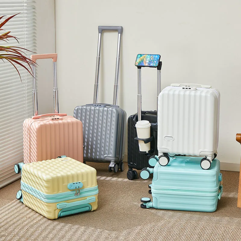 أمتعة محمولة مقاس 14 بوصة مع 3 مقابض تمديد حقيبة حمل خفيفة الوزن حقيبة سفر مع كوب وحقيبة حامل هاتف