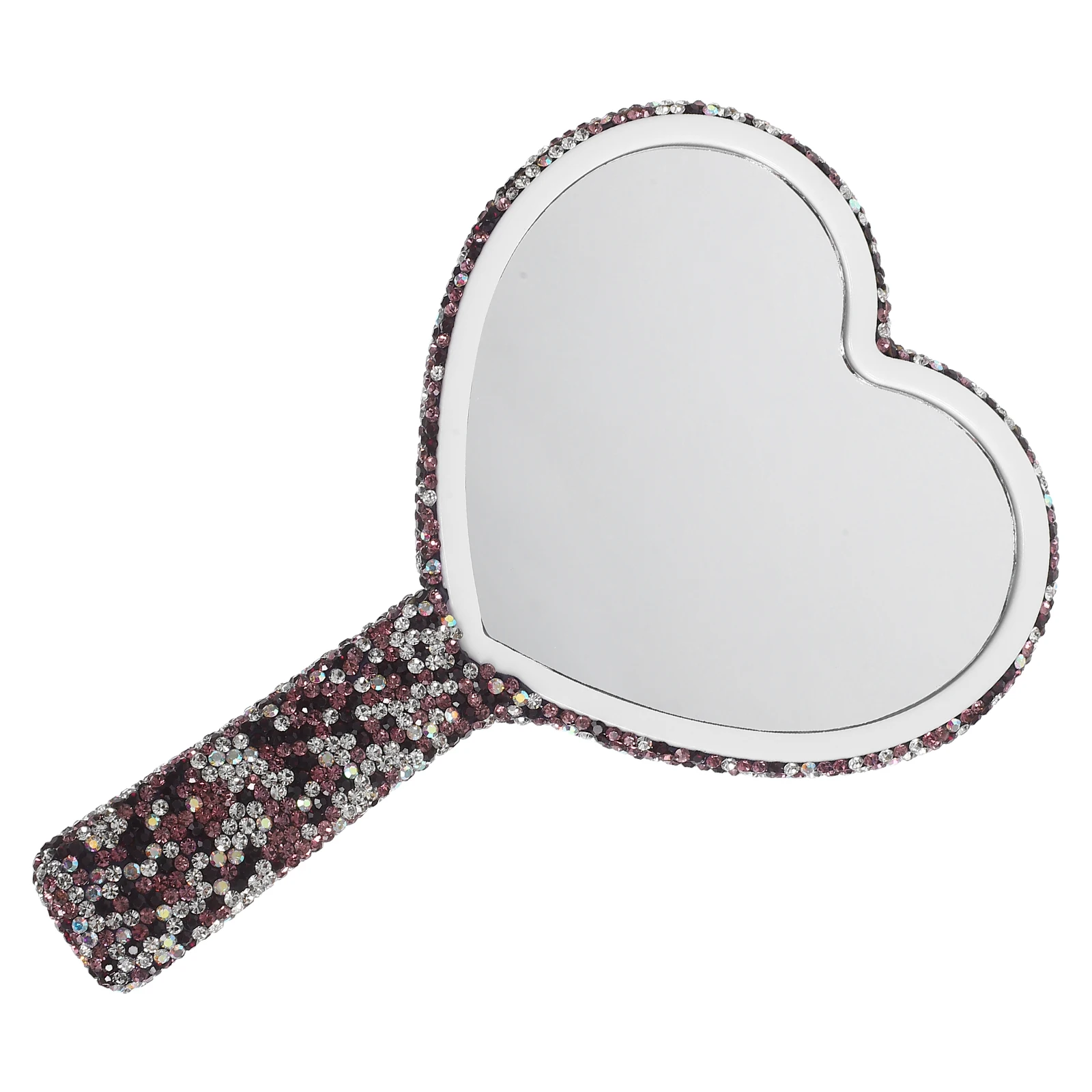 

Heart Shaped Rhinestone Handheld Mirror Portable Travel Makeup Mirror Elegant Aesthetic Functional Decorative Piece