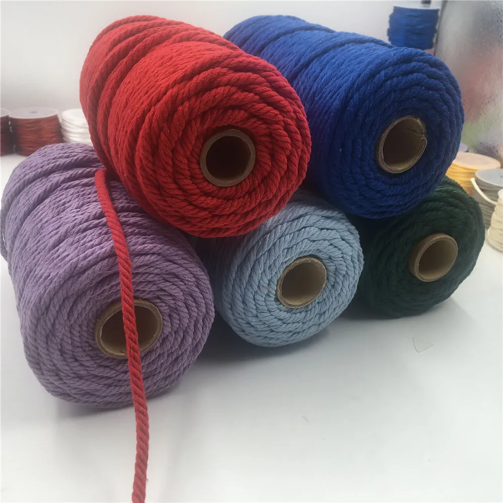 4mm 10 เมตรสีสัน Macaroon ผ้าฝ้าย Macrame นุ่มเชือกลูก DIY Handcraft เส้นด้ายโบฮีเมียตกแต่ง Fiber Art Supply