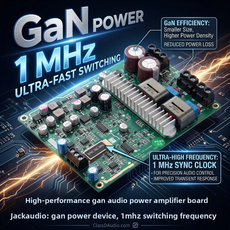 Infineon ug105730 rozwiązanie gan azotek galu 750W dwukanałowa płytka wzmacniacza mocy klasy D modulacja synchroniczna 1MHz