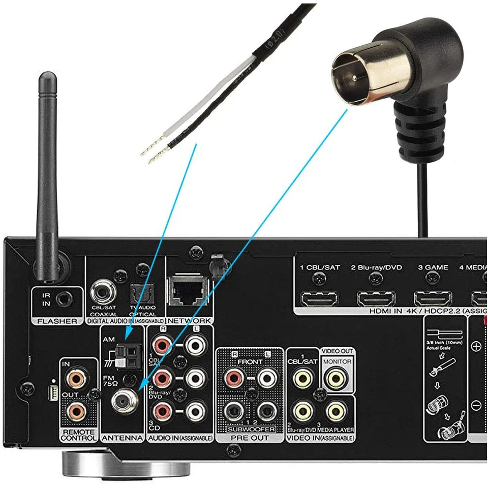 DollaTek 2 stuks FM-antenne voor HiFi NTSC 75 Ohm FM-radioantenne met 1,5 m verlengkabel voor Yamaha Onkyo etc. Tafelblad voor thuisstereo-ontvanger radio-ontvanger