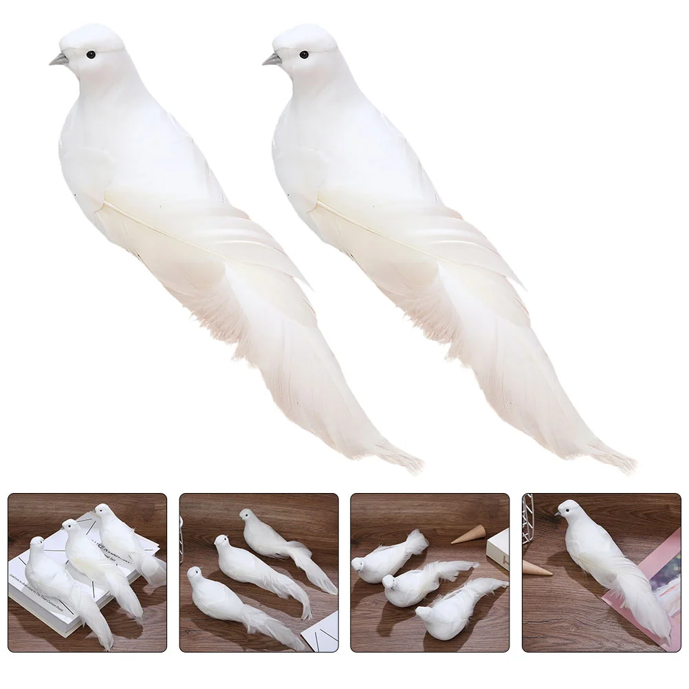 2 Pcs Simulated Pendant Palomas Blancas Cage Decor Fake Parakeet Craft Birds Tree Ornaments Simulation Dove Top Hat