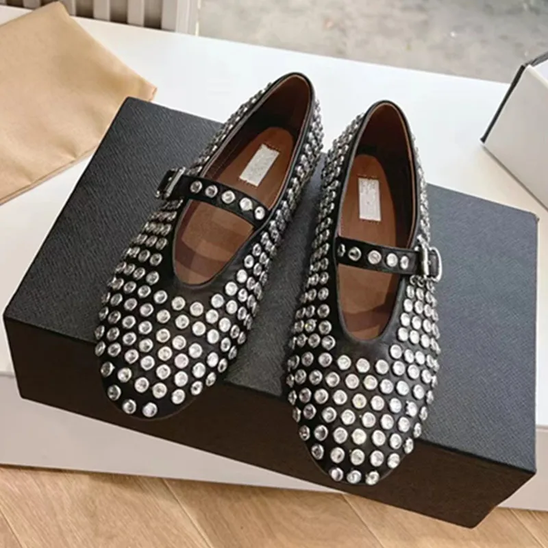 Sapatos femininos de couro genuíno, fundo plano, respirável Mary Jane, sapatos de dança retrô, marca designer casual, nova tendência, verão 2024