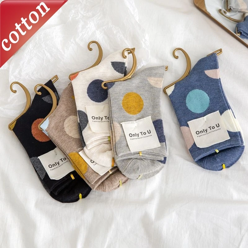 Women's Socks Japanese Dot Harajuku Simple Versatile Mid Tube Socks Comfortable Breathable High-quality Cotton Socks For Girl