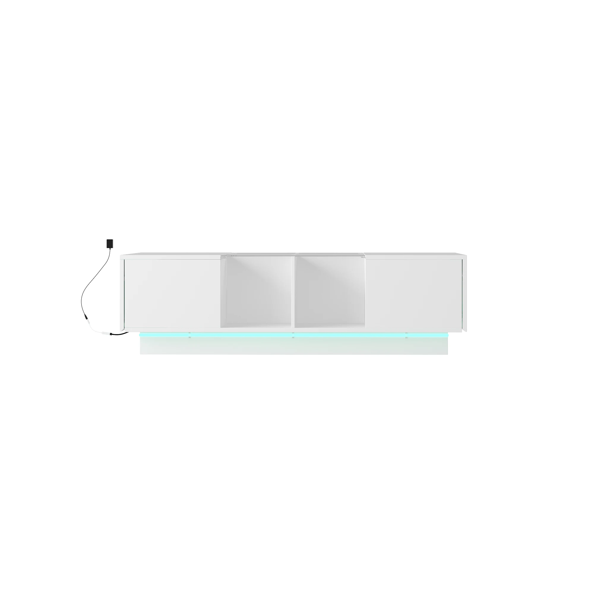 

FUFU&GAGA Modern Coffee Table with LED Lighting, High Gloss Center Table With 2 Drawers & 4 Storage Compartments, White