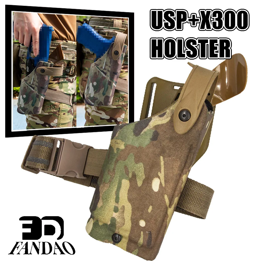 

Тактическая кобура для правой руки 6004 для кобуры для ремня для страйкбола USP/M&P X300/TLR-1 с адаптером для ног QLS Quick Release System