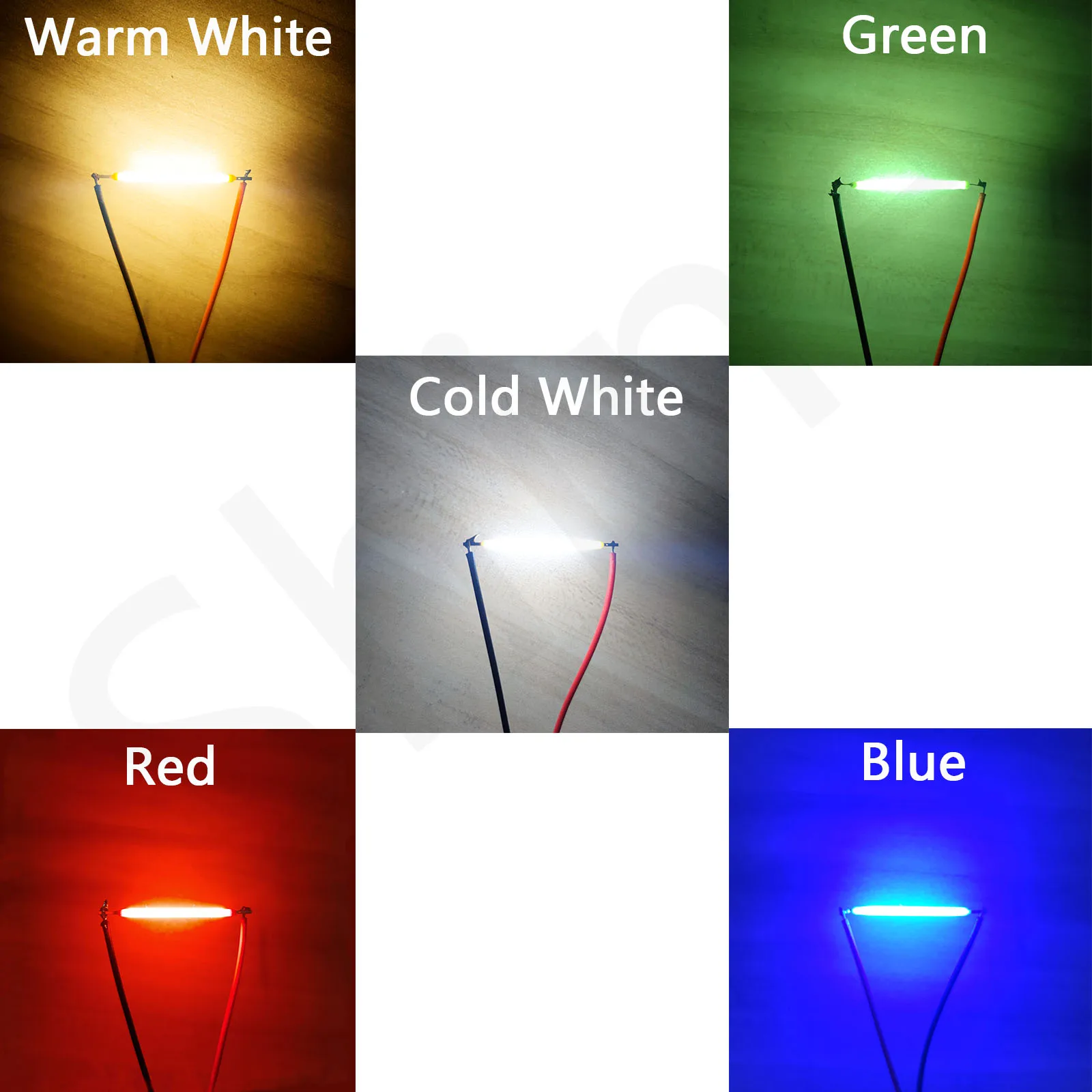 10 pz DC 3v 12v 57v 80v 38MM COB LED filamento 2200k bianco blu rosso Edison lampadina parti lampada accessori luce a incandescenza diodi