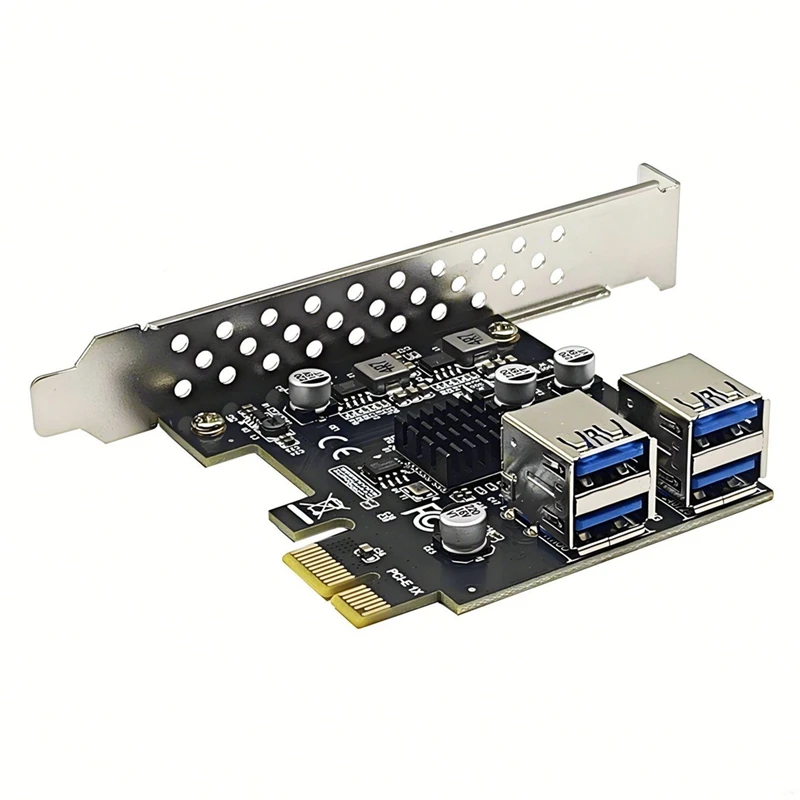 Y51A-PCI-E 1X To 4 Port USB 3.0 Expansion Card USB3.2 GEN1 5Gbps PCI Express Pcie USB 3.0 HUB Adapter Controller Card