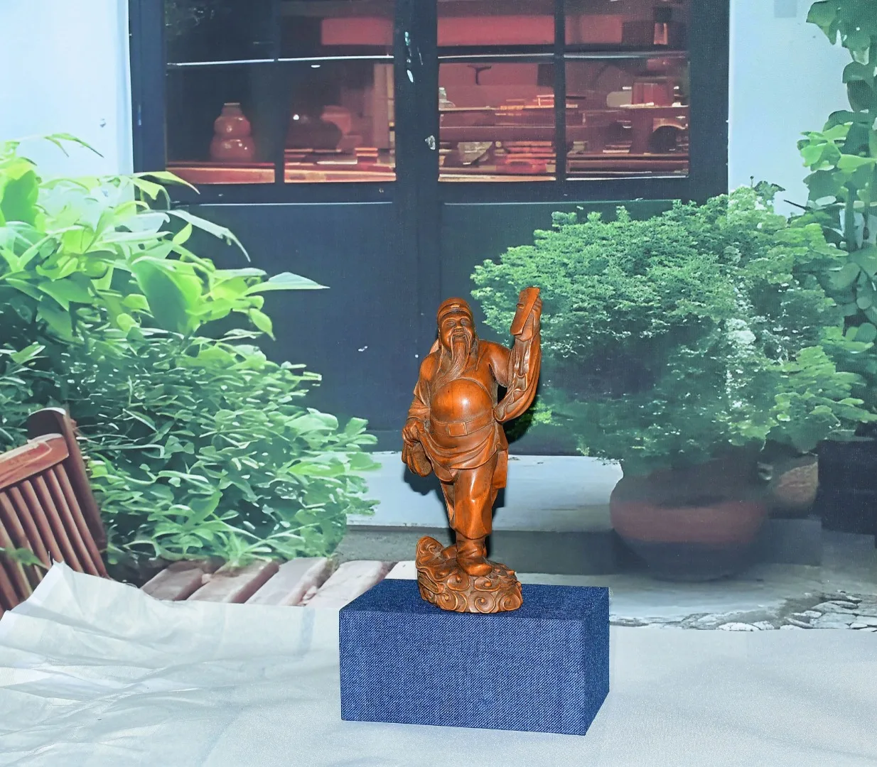 Old Boxwood Eight Immortals Cao Guojiu immortal screen Wenfang Amitabha Buddha Worship Hall