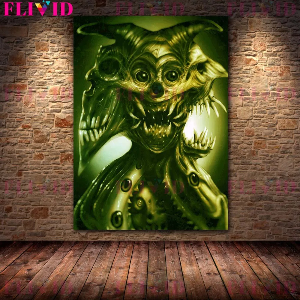 Mask Monsterl And Devil Elevator Attendants Vintage Wall Art Canvas Painting Home Decor Pagan Demon Wicca Poster Print Unframed