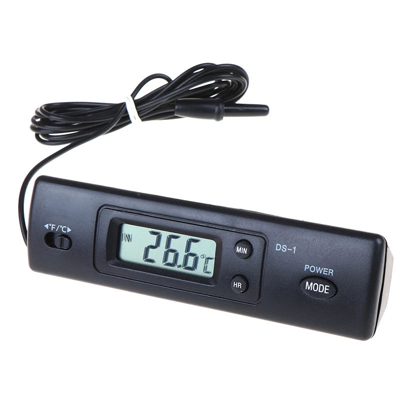 Car Thermometer LCD Display C/F Clock Temperature Sensor Controller Indoor Outdoor Thermostat With Probe For Vehicle Car