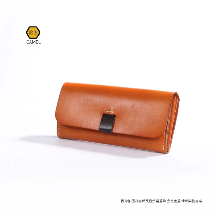 Retro leather long hand-held multi-function bag