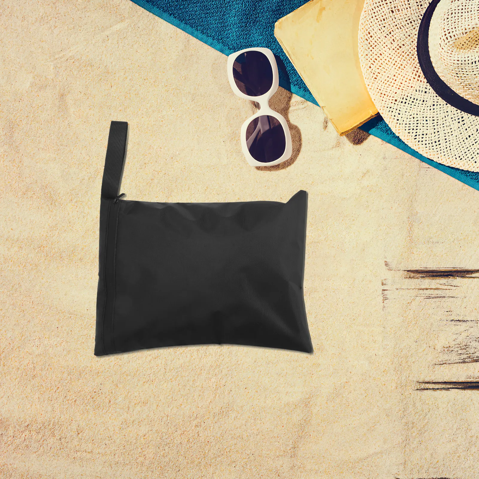 

3Pcs Waterproof Wet Dry Swim Bags Black Oxford Cloth Zipper Pouch Storage Organizer for Swimsuit Rainwear Gym Pool Outdoor