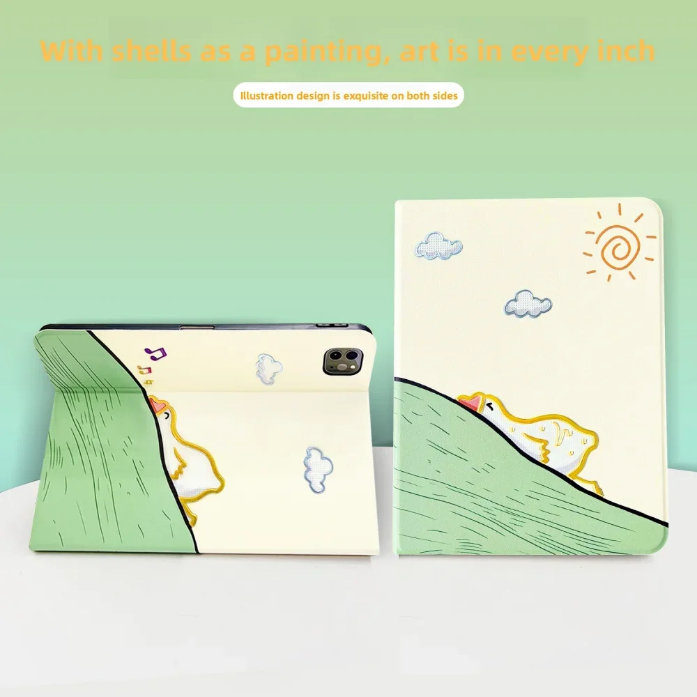 

Cute 3D Duck iPad Case for 10th 9th 8th Gen Pro Air Mini 8.3 10.2 10.5 10.9 11inch with Pencil Holder Auto Wake Sleep Book Cover
