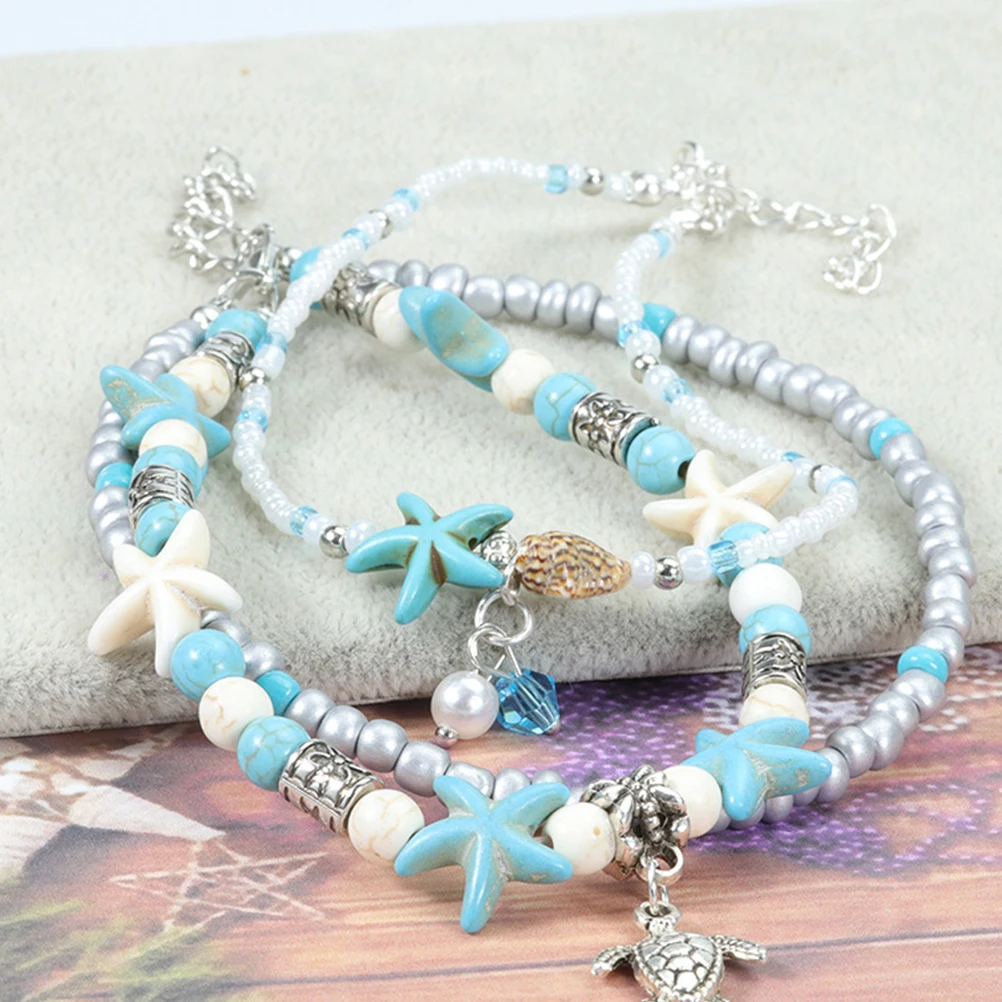 

1Set Women Anklet Turquoise Beach Anklet Fashionable Ankle Bracelets Jewelry Ankle Chain Foot Chain