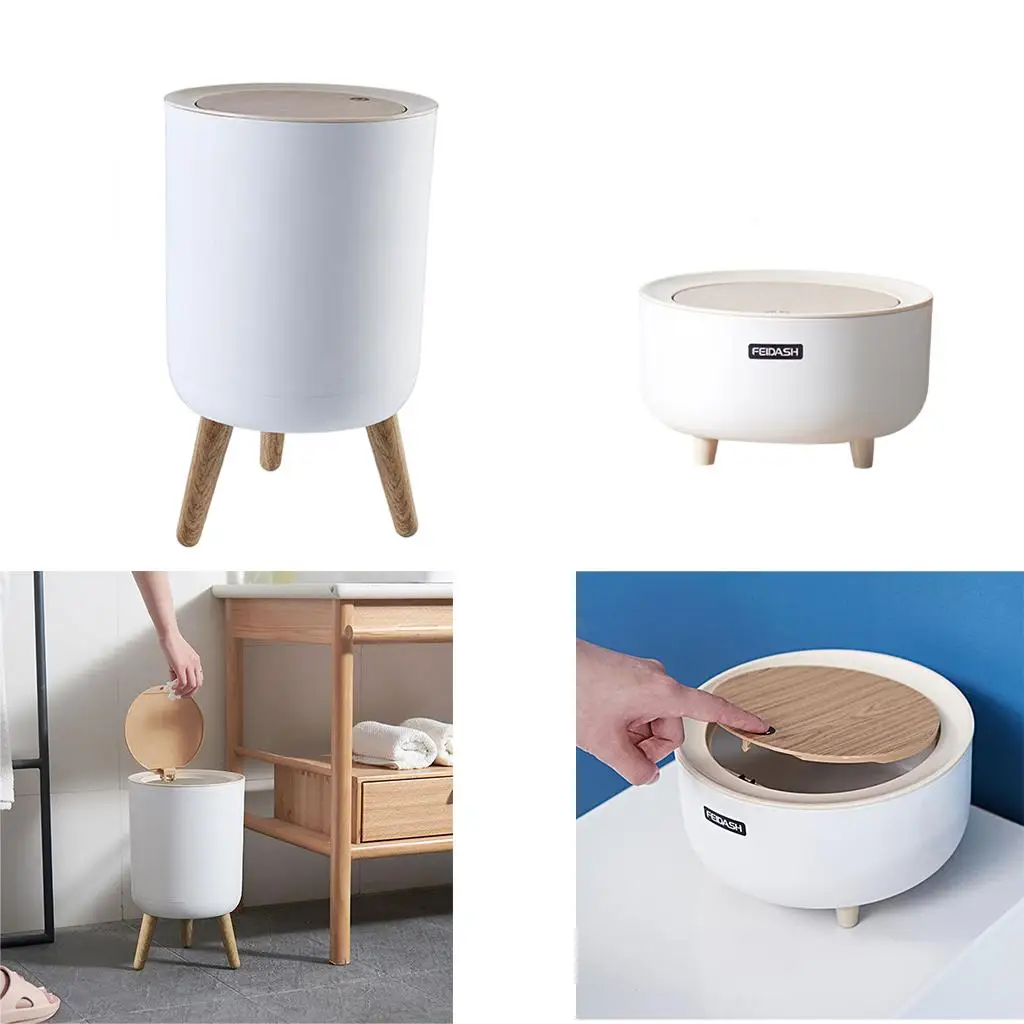 Garbage Bin Trash / Press Lid Toilet Office Desktop Dustbin