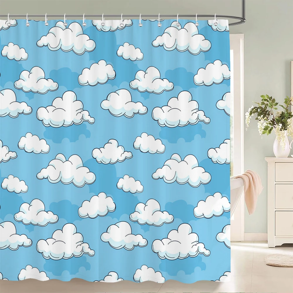 

1 pack Children's cartoon style polyester shower curtain waterproof cloth bathroom partition curtain home decorative curtain