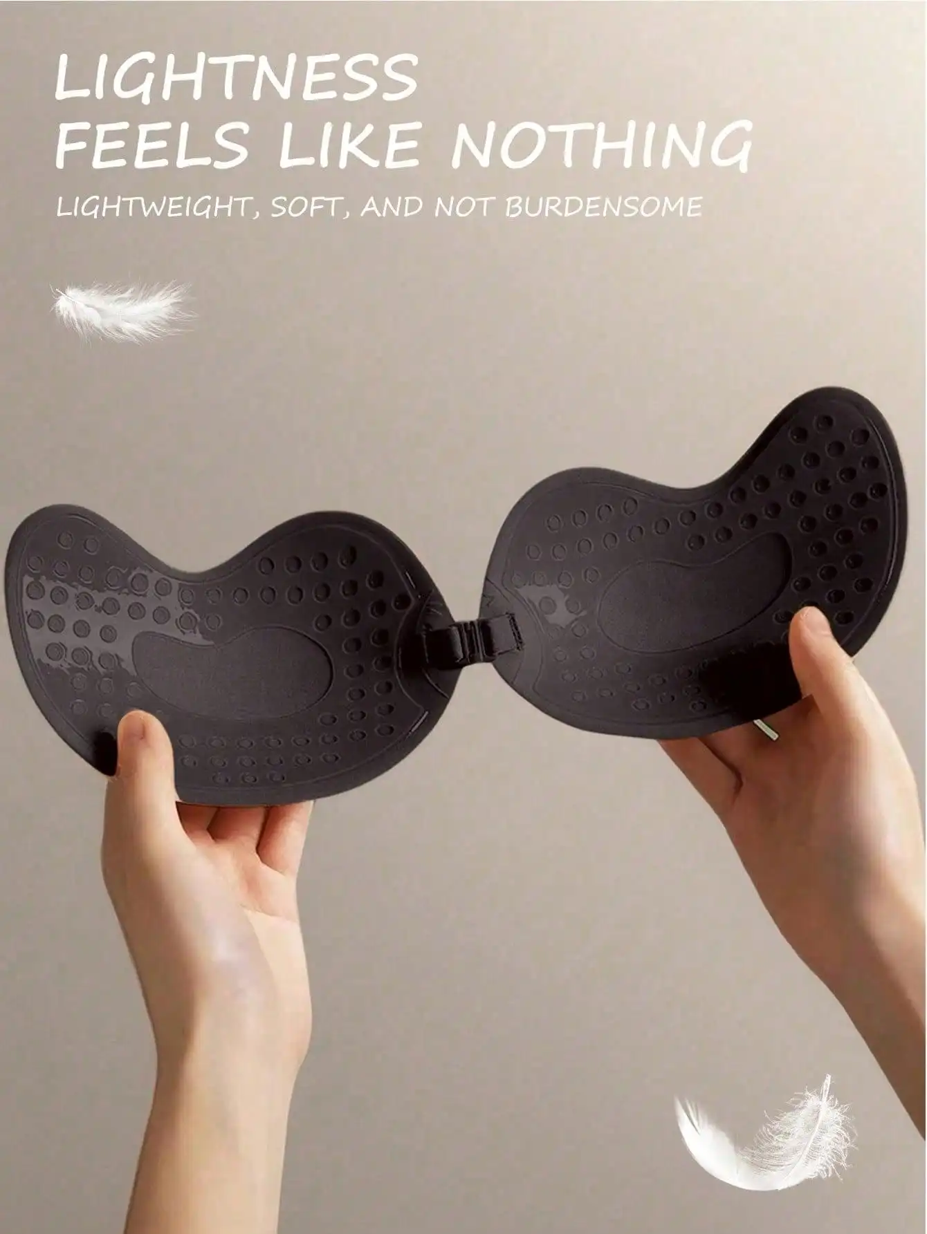 1 par de copas de sujetador push-up invisibles de silicona sin espalda, con un diseño invisible para realzar los senos.