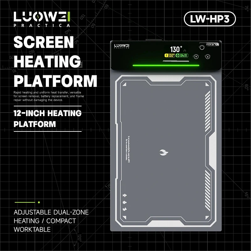 LUOWEI LW-HP3 Screen Heating Platform 12 Inches 130℃ High-efficiency Temperature Control Fast Heating for Phone Tablet Repair