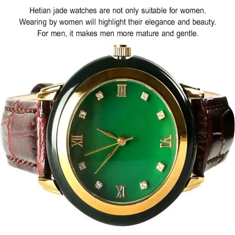 Fashionable Hetian Jade Watch Men Women Natural Jadeite Quartz Watch Timeless Design