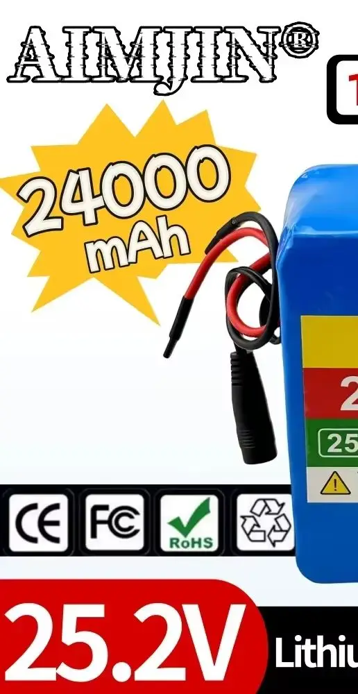 

25.2V 6S6P Lithium Battery Pack 24000mAh Rechargeable Battery Suitable for Bicycle Transportation equipment Battery