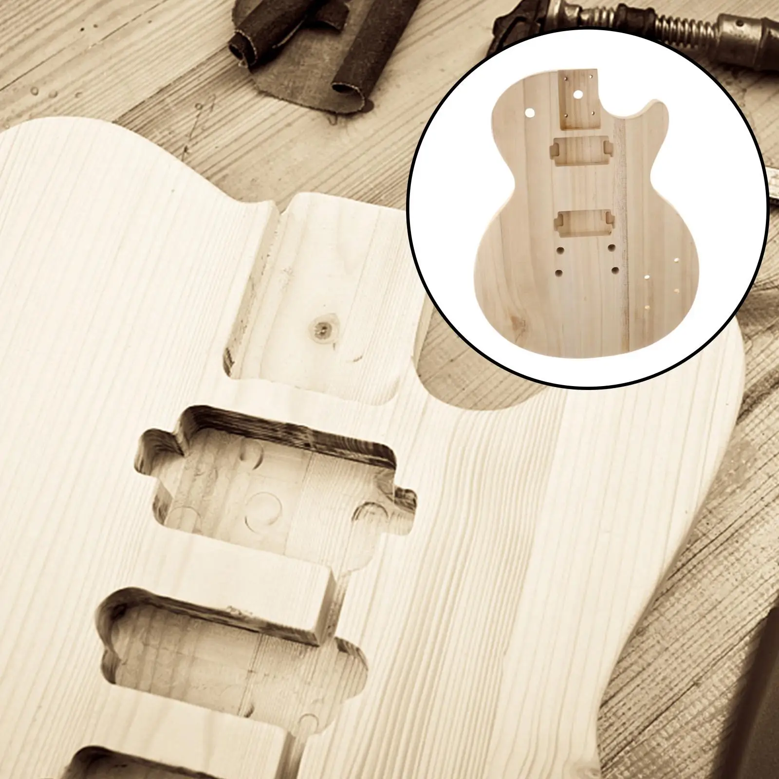 Unfinished Guitar Body for Electric Guitar Replacement Set in, 17.32x13.19 inch