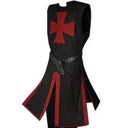 Halloween Costume Knights Templar Clothes Medieval Waist Slit Splicing Men's Tops Stage Costumes