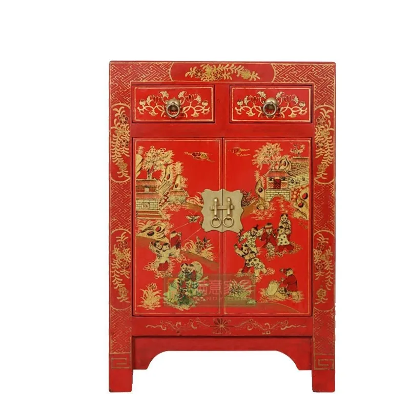 Solid wood bedside table, bedroom simple small bedside table, antique furniture, new Chinese storage cabinet
