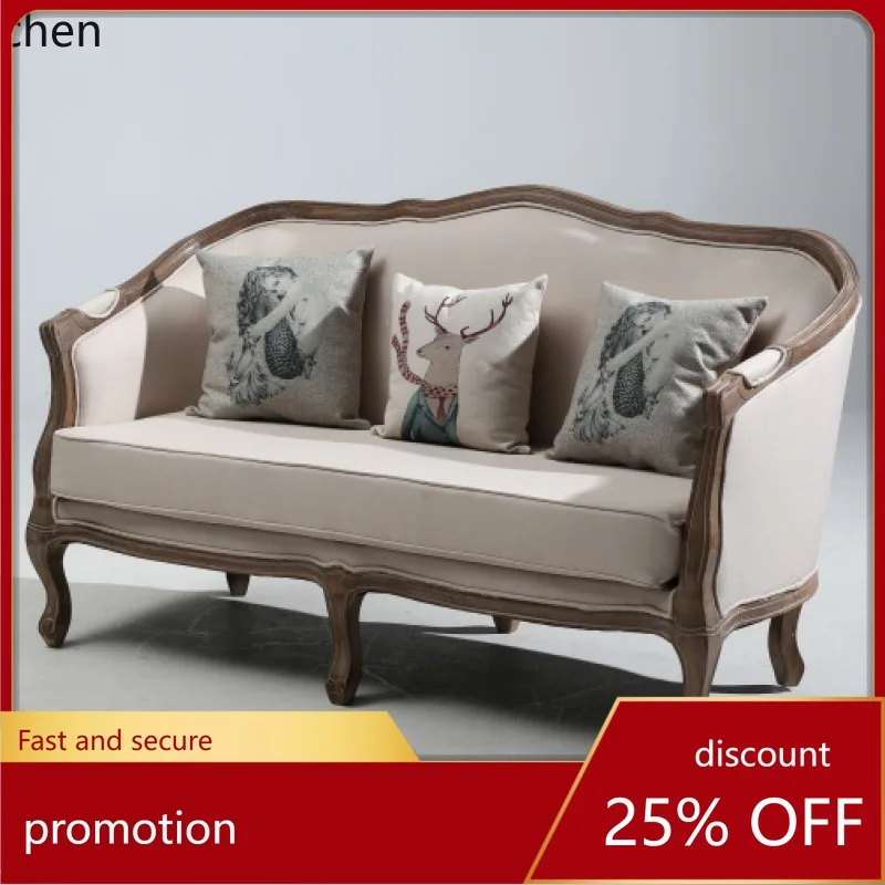 

YFY Solid Wood Home New Small Apartment Sofa Living Room Modern Simple Three-Seater Art Sofa Set