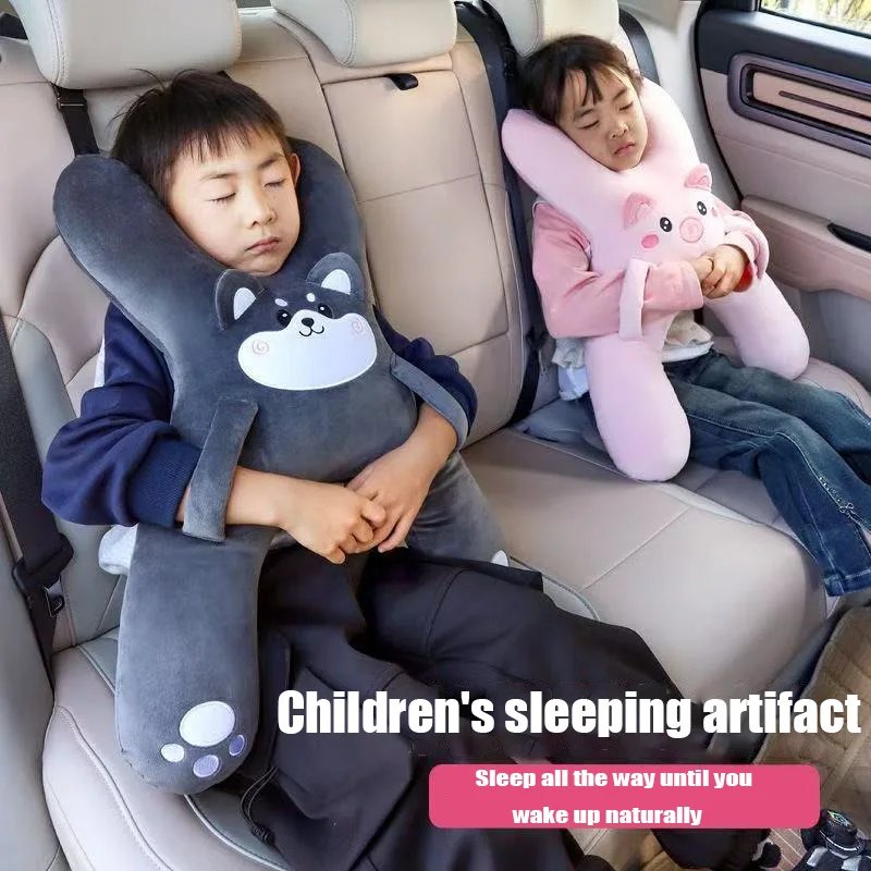 

Prevent Leaning Head Back Seat Sleeping Comfort During Long Distance Travel Kids Car Neck Pillow with Seat Belt Safety Sleep Aid