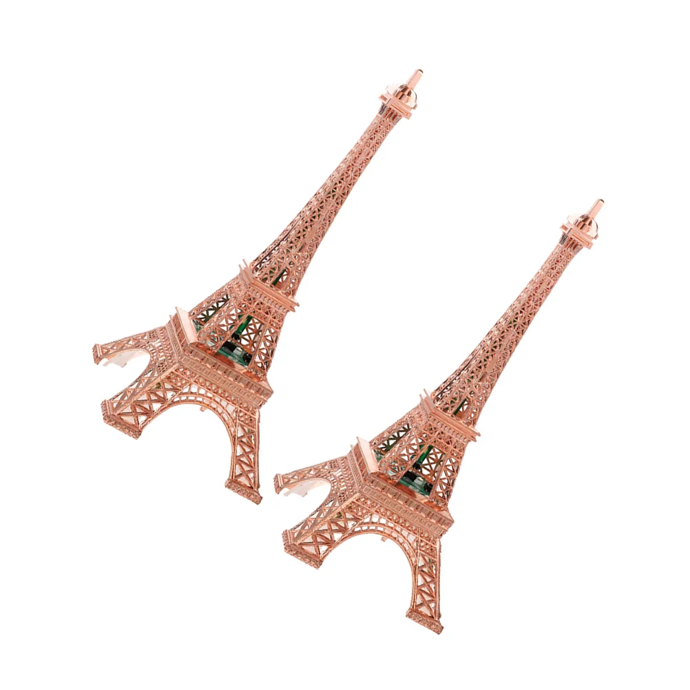 

2 Pcs Home Tower Ornaments Vintage Table Eiffel Decor LED Light Baby Mid Modern