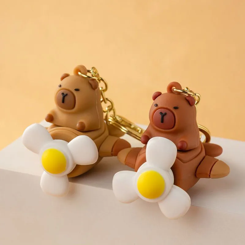 

Cute Capybara Keychain with Mini Fan Charm Cartoon Animal Pendant Bag Decorative Key Ring Gift Perfect for Family Kawaii Girls