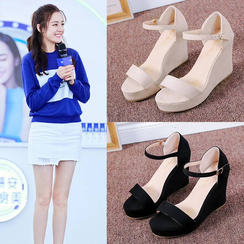 

New Women Shoes Platform Sandals Women Peep Toe High Wedges Heel Ankle Buckles Sandalia Espadrilles Female Sandals Shoes