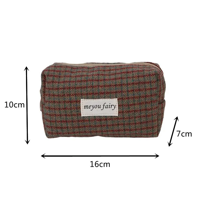 2025 Retro Plaid Travel Cosmetic Lipstick Skincare Storage Bag Toiletry Kit Girl Makeup Handbags Organizer Pouch Bag Pencil Case