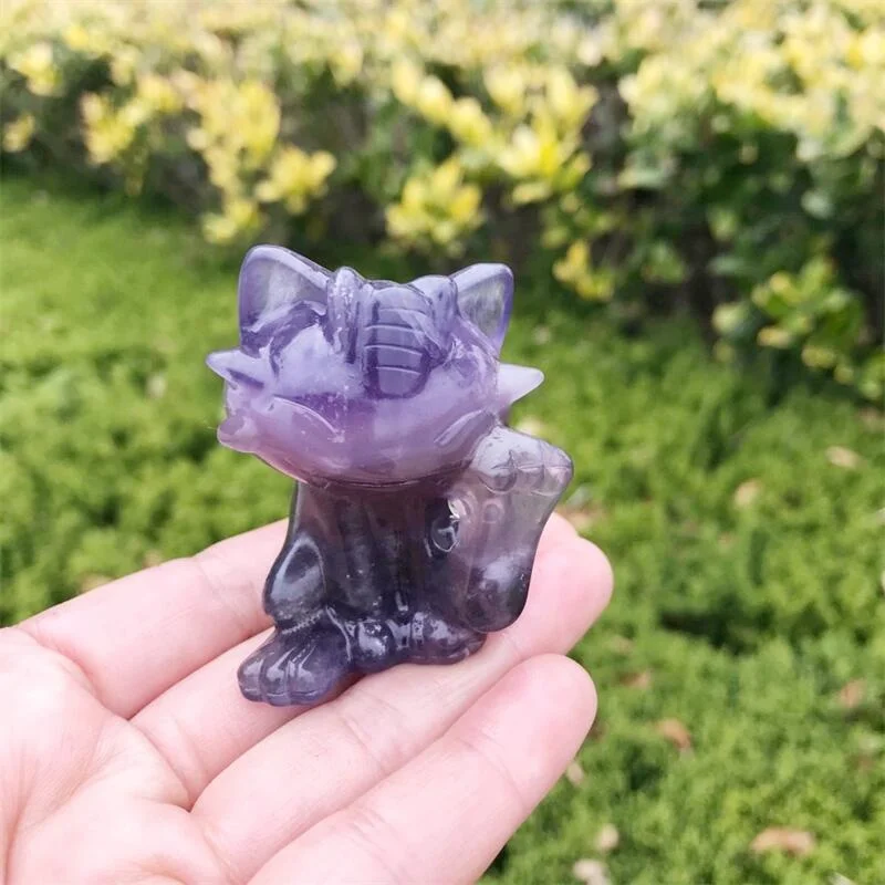 5CM Natural Purple Fluorite Crystal Cartoon Crystal Healing Stone Home Decor Creative Christmas Gifts For Kids Children 1pcs