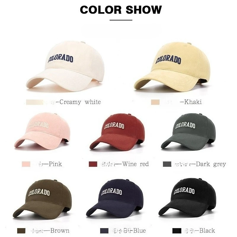 New big head circumference baseball cap  versatile solid color baseball hat deep top big wide brim letter embroidery cap