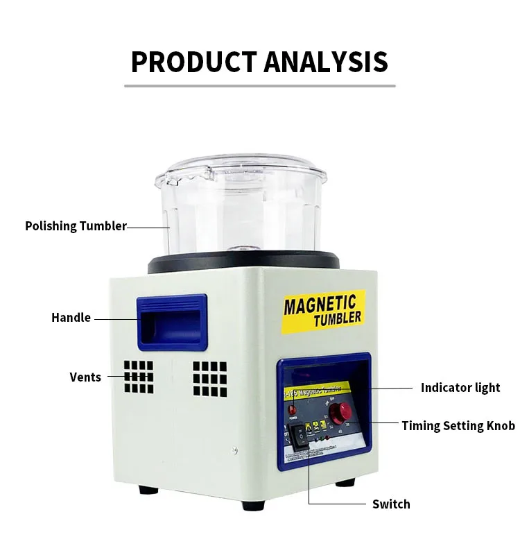 Imagem -04 - Elétrica Magnética Tumbler Jóias Polisher Finalizador Acabamento Equipamento de Rebarbagem Máquina de Polimento Magnético 2000 Rpm jh Kt185