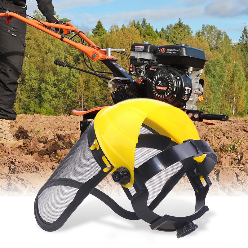 Garden Grass Trimmer Safety Helmet Hat with Full Face Mesh Protective Mask for Logging Brush Cutter Forestry Protection