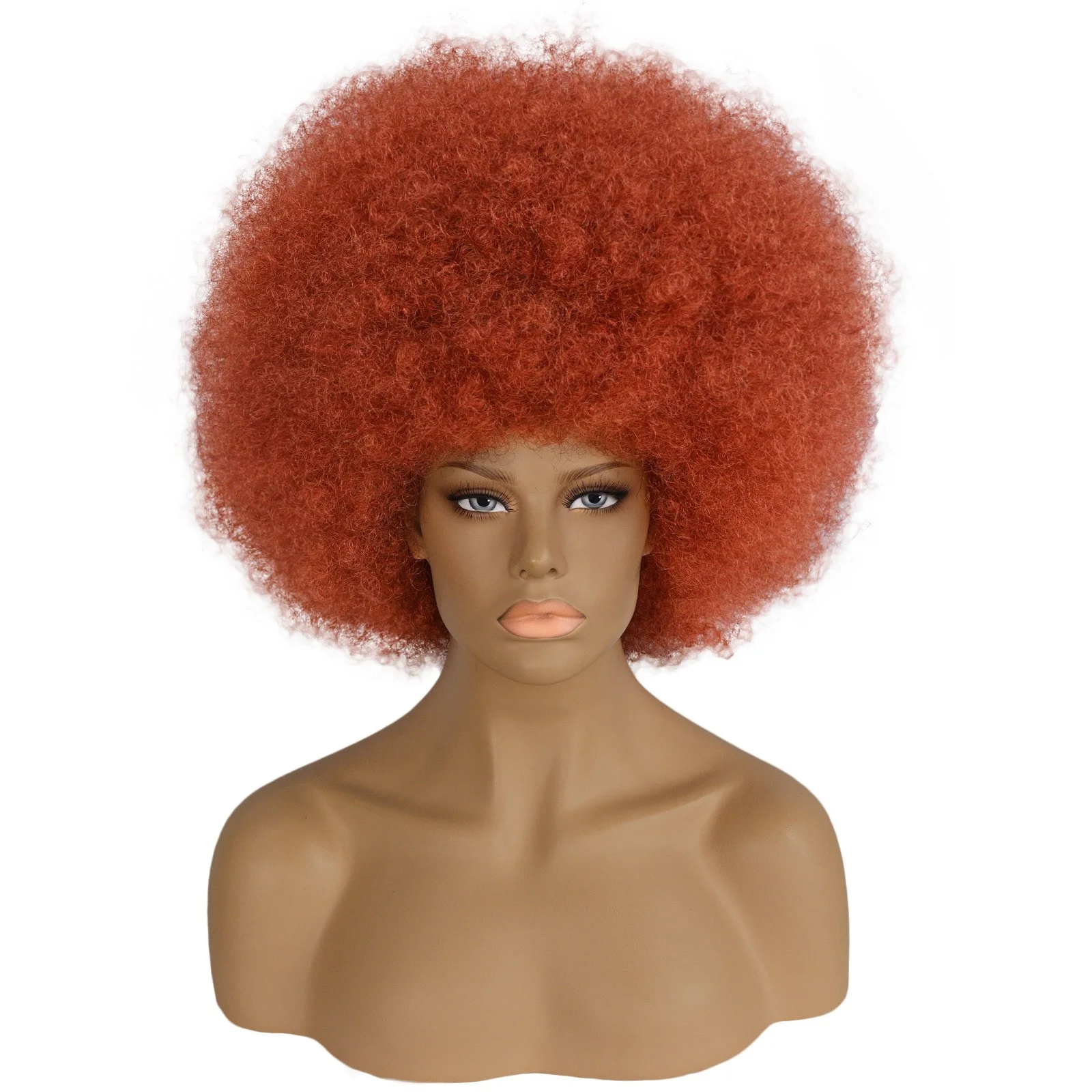 Regular Wig Kinky Afro Curly Wig Short White Brown Black Gray Synthetic Cosplay Wig for Halloween & 1pc Wig Cap 