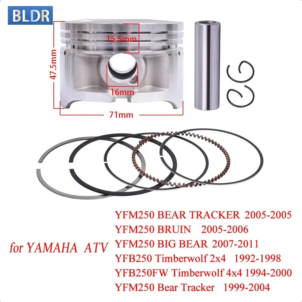 

71mm Motorcycle Engine Cylinder Piston Rings for YAMAHA ATV YFM250 BEAR TRACKER 2005 YFM250 BRUIN YFM 250 BIG BEAR