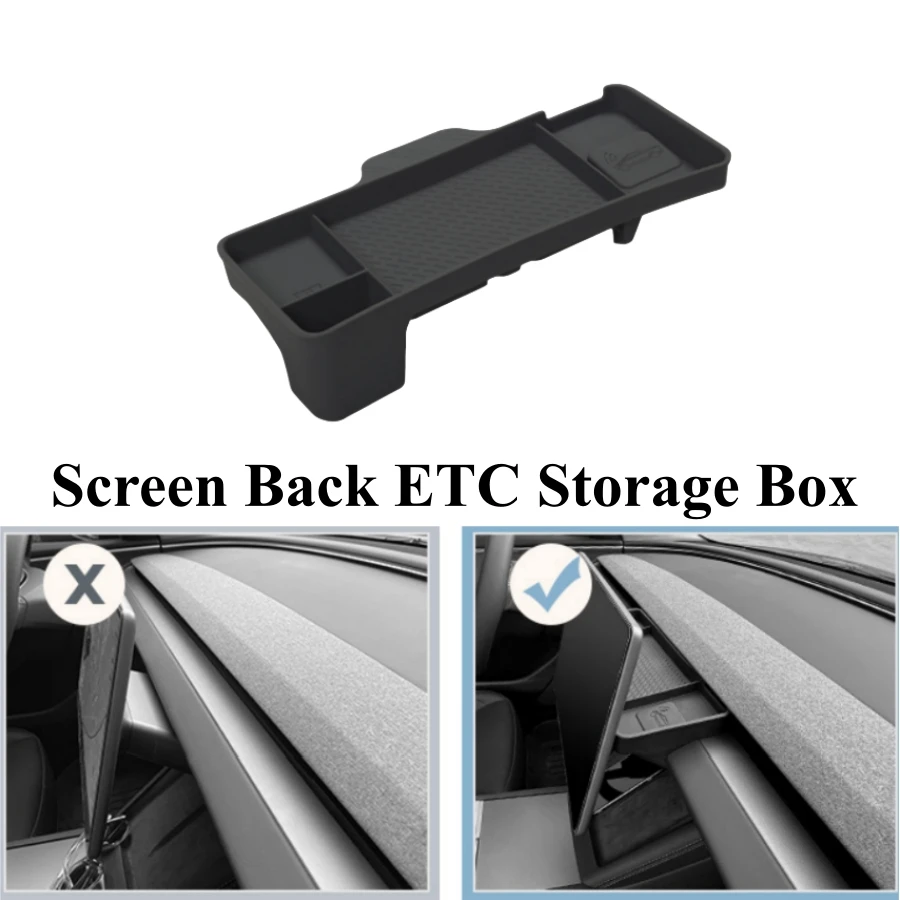 For Tesla Model 3 Highland 2024 Center Console Storage Box Screen Back ETC Tray Backseat Vent Cover Charging Nonslip Mat