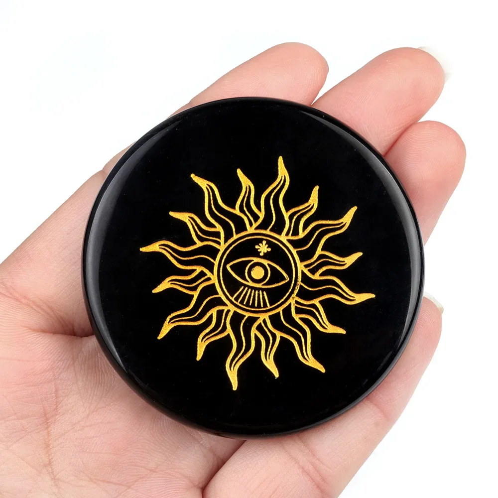 Cuentas de piedra Natural energética, piedra obsidiana redonda sin agujero, gema curativa de aura, piedra natal para joyería, accesorios DIY de 55mm