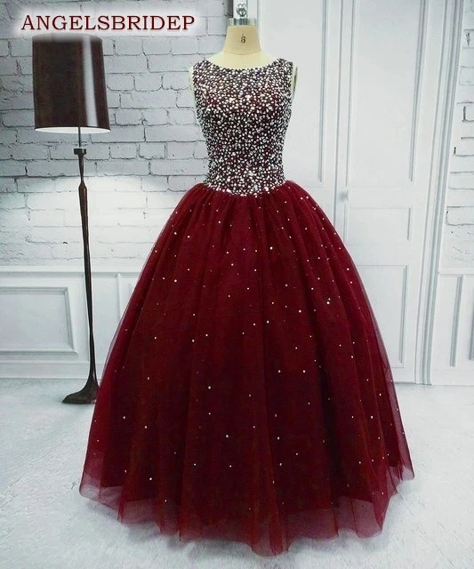 Bourgogne Quinceanera Đầm 15 Năm Hở Lưng Đính Hạt Voan Bầu Vestidos De 15 Anos Chính Thức Công Chúa Đảng Đồ Bầu