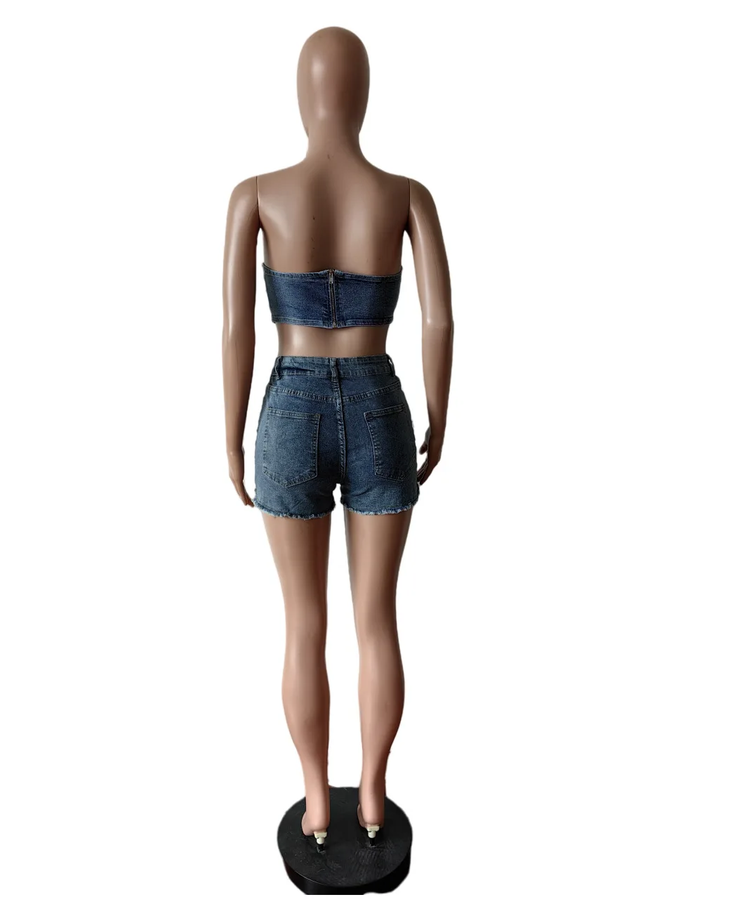 Denim Crop Tops Sommer zweiteilige Hose Sets Biker Shorts Anzüge Sets kurz geschnittene Jeans jacken Trainings anzug sexy Outfits y2k Mode