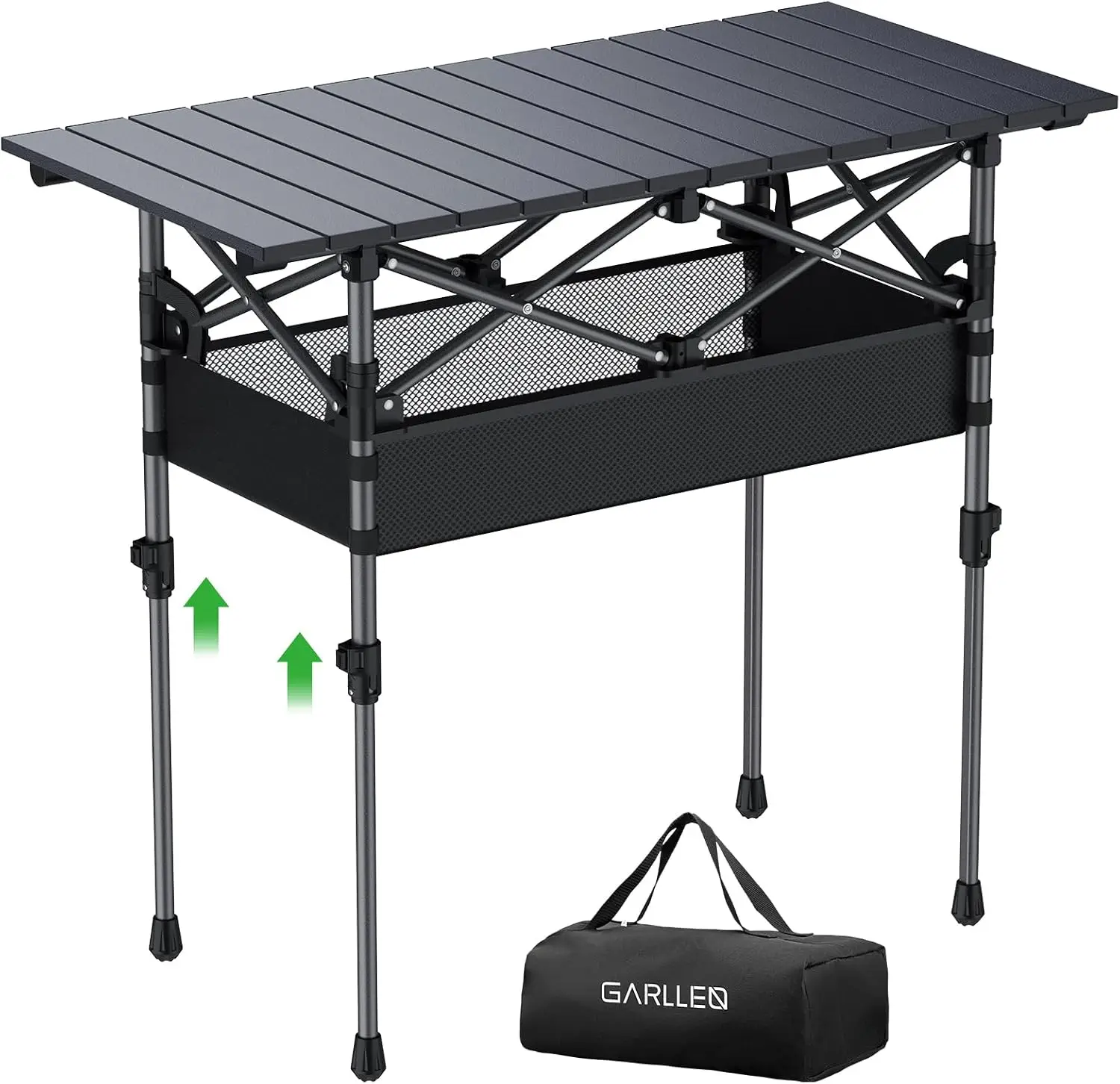 

Портативный кемпинговый стол с регулировкой высоты в 2 положениях, с сеткой для хранения, легкий алюминиевый стол для пикника, для приготовления пищи на открытом воздухе и барбекю